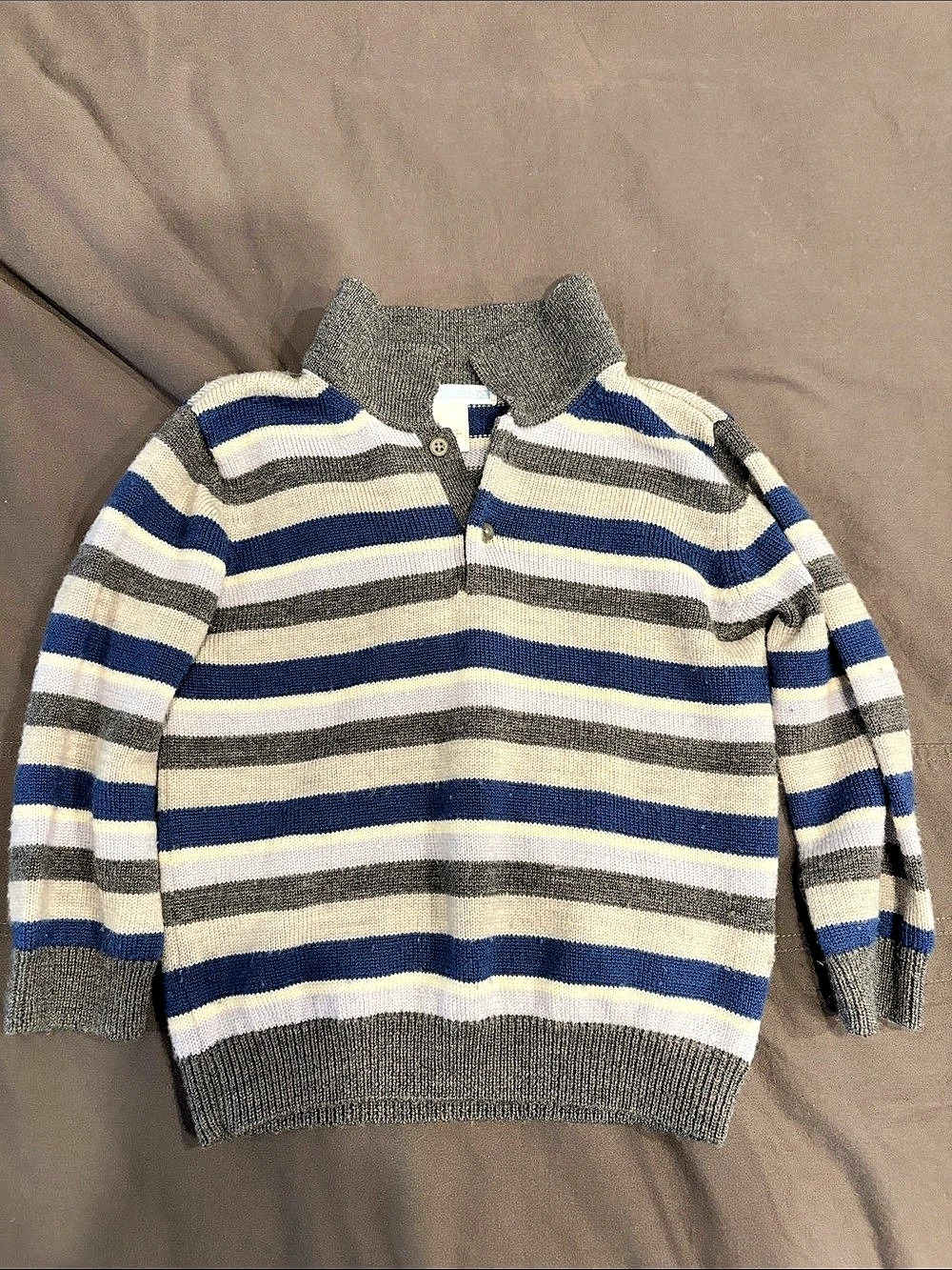 Janie and Jack Striped Wool Sweater in Blue & Gray Size 3T